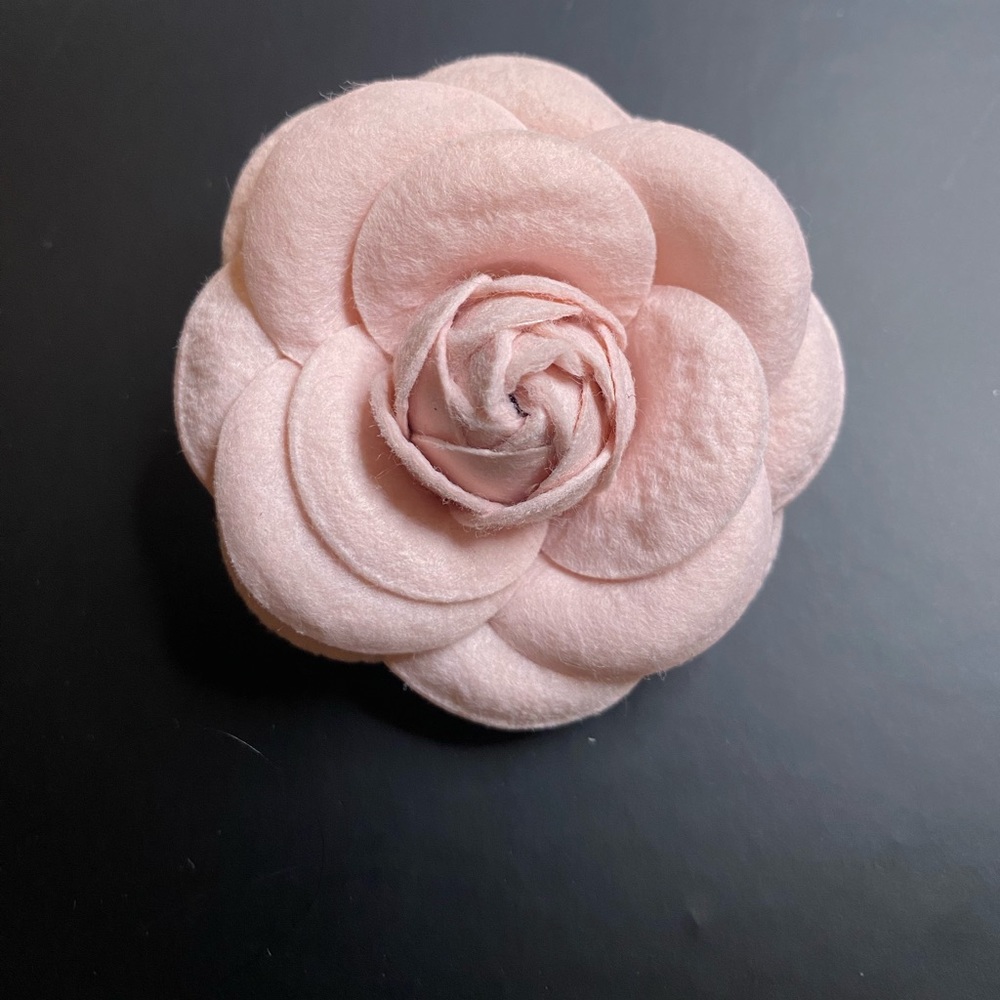 Camellia Flower Brooch Pin New Handmade Light Pink